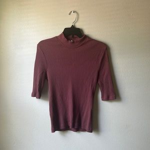 Kotn Ribbed Mock Neck Top in Rose Taupe